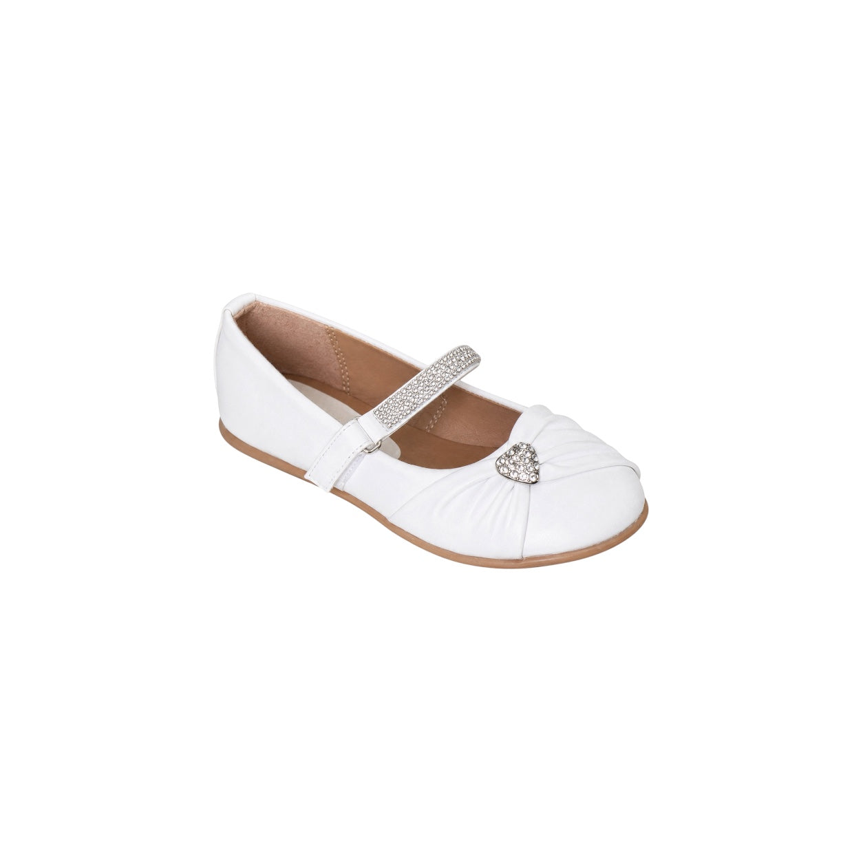 Fancy Kids Girls' Rhinestone Heart Ballet Flats with Sparkle Strap