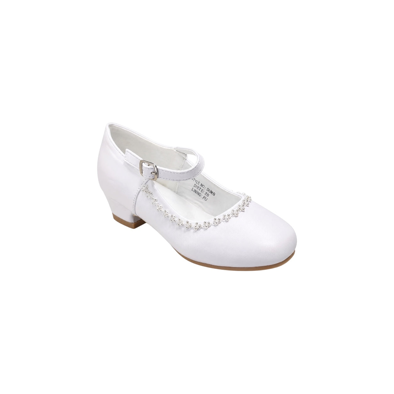 Fancy Kids Girls' Rhinestone Trim Ankle Strap Low Heel Dress Shoes
