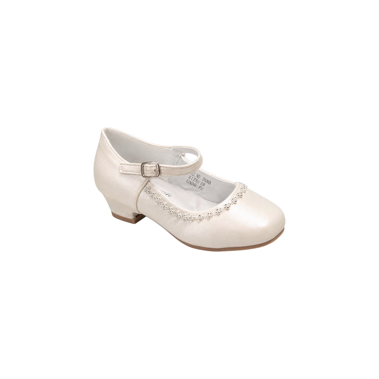 Fancy Kids Girls' Rhinestone Trim Ankle Strap Low Heel Dress Shoes
