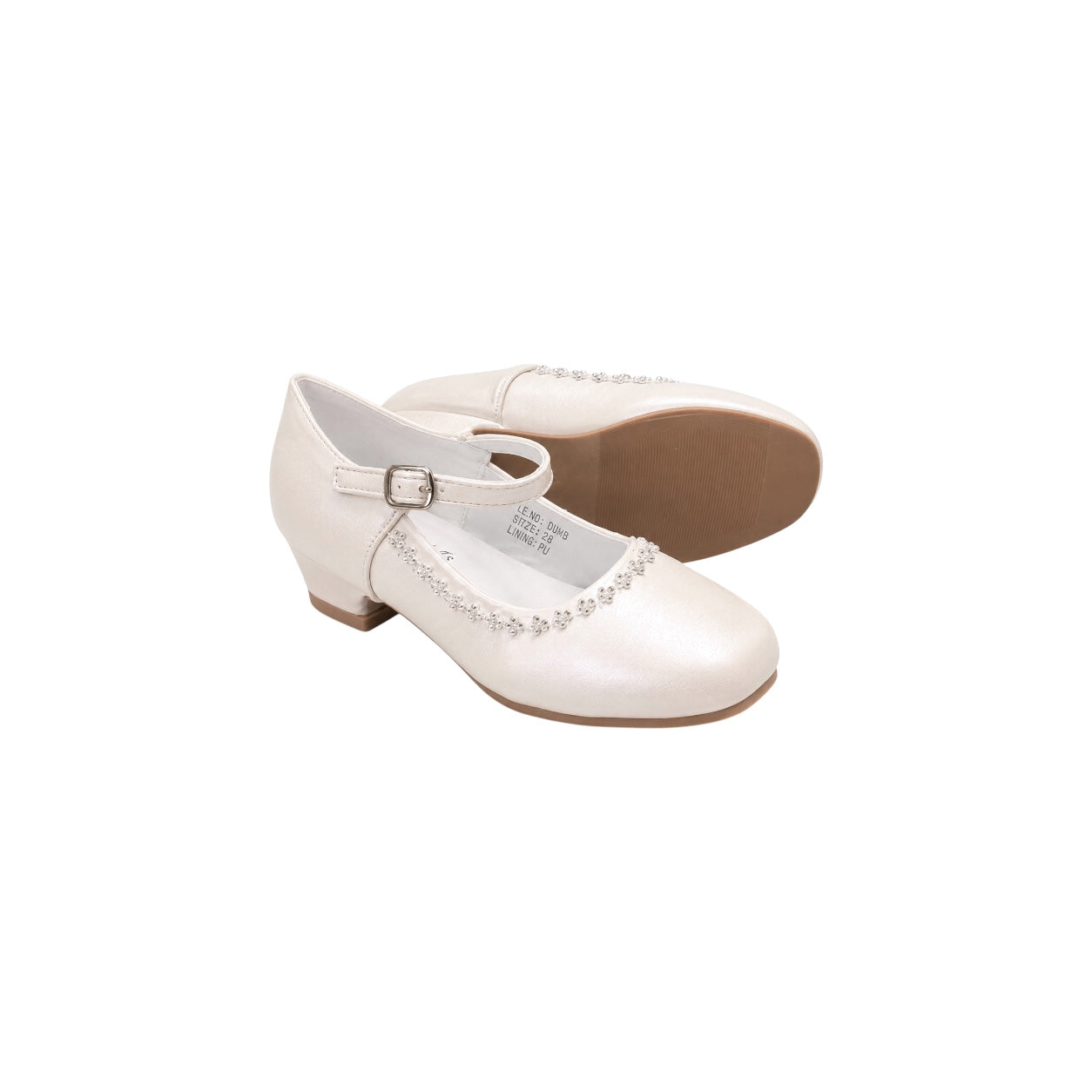 Fancy Kids Girls' Rhinestone Trim Ankle Strap Low Heel Dress Shoes