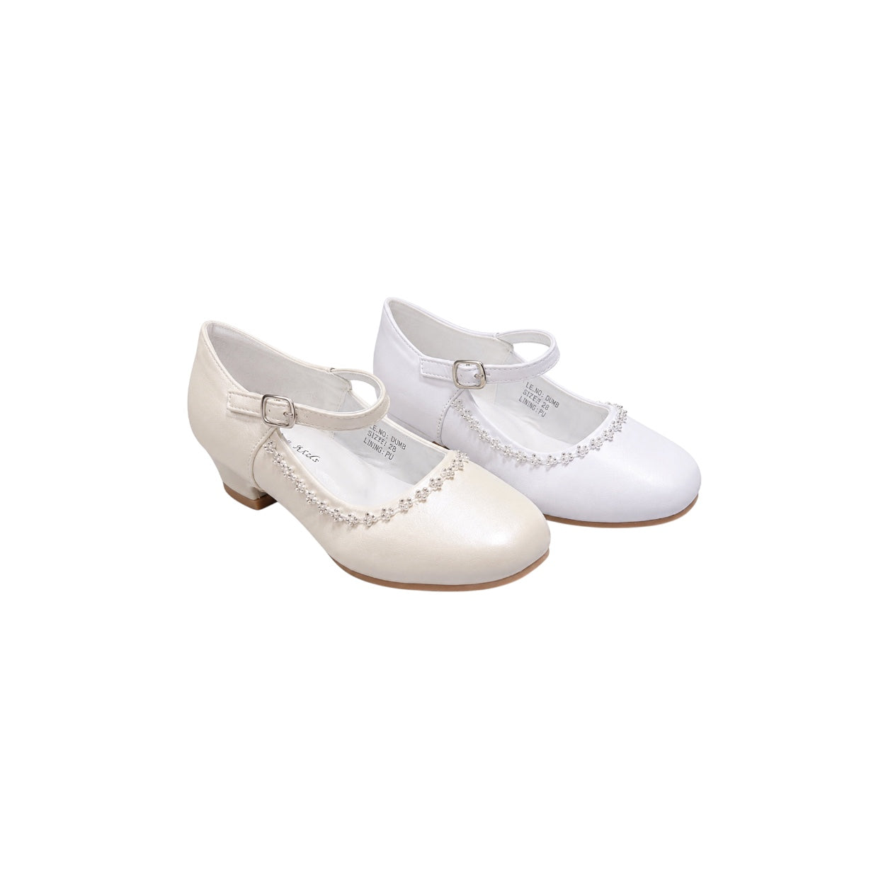 Fancy Kids Girls' Rhinestone Trim Ankle Strap Low Heel Dress Shoes