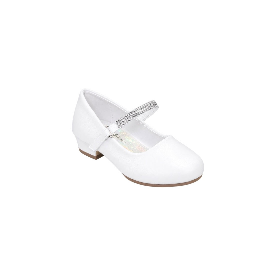 Fancy Kids Girls' Rhinestone Strap Low Heel Dress Shoes