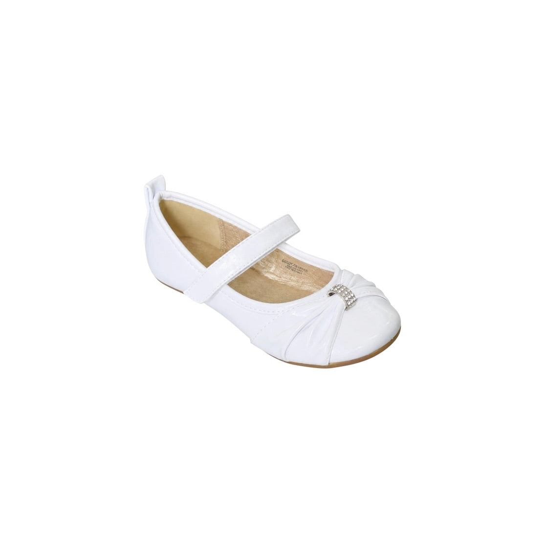 Jolene White Ballet Flats with Rhinestone Accent Strap (Size 12)