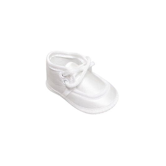 Baby Mode White Satin Lace-Up Baby Booties
