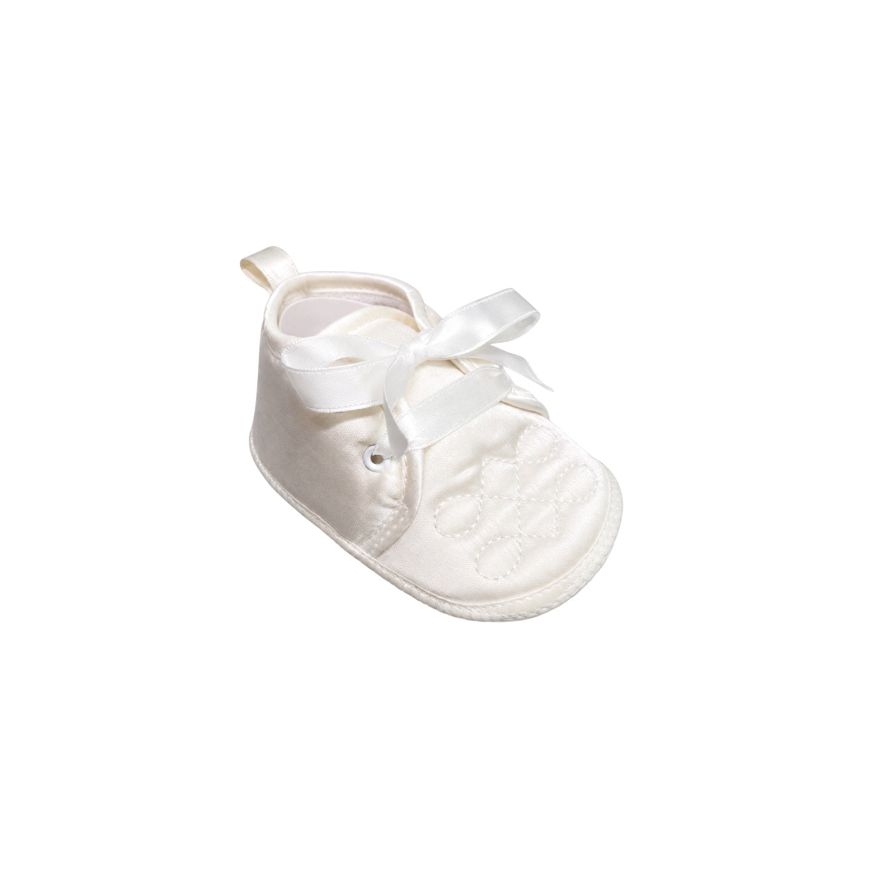 TenderToes Ivory Satin Pre-Walker Shoes with Embroidered Detail (Soft Sole)