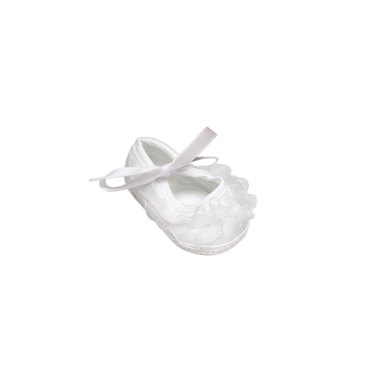 Baby Mode White Organza Ruffle Baby Booties