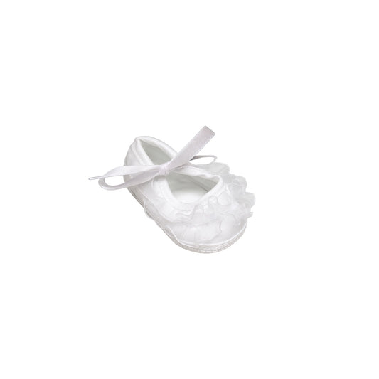 Baby Mode White Organza Ruffle Baby Booties