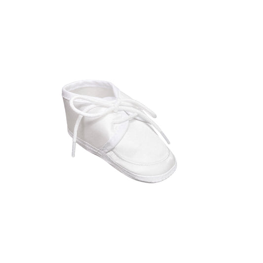 Tip Top White Satin Lace-Up Baby Booties