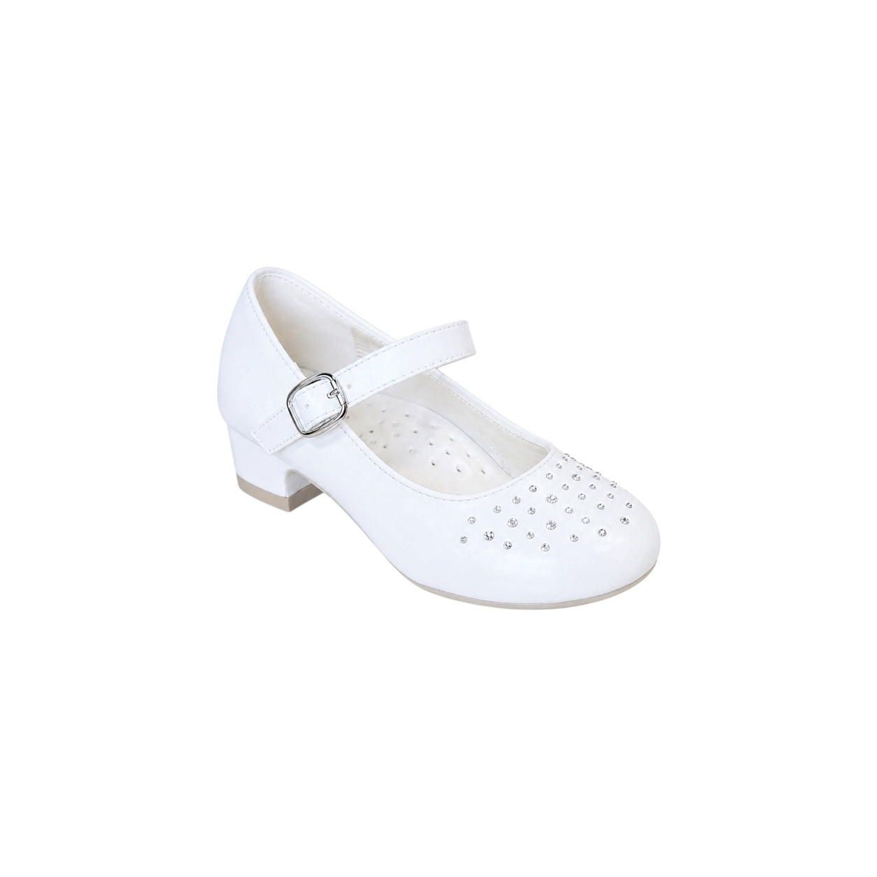 Jolene Girls' Rhinestone Toe White Dress Heel