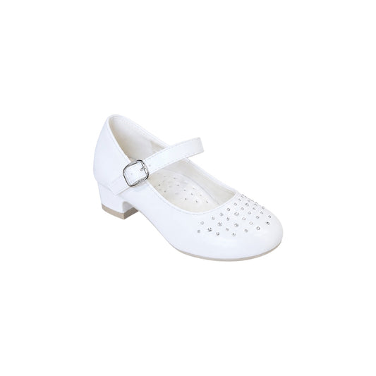 Jolene Girls' Rhinestone Toe White Dress Heel