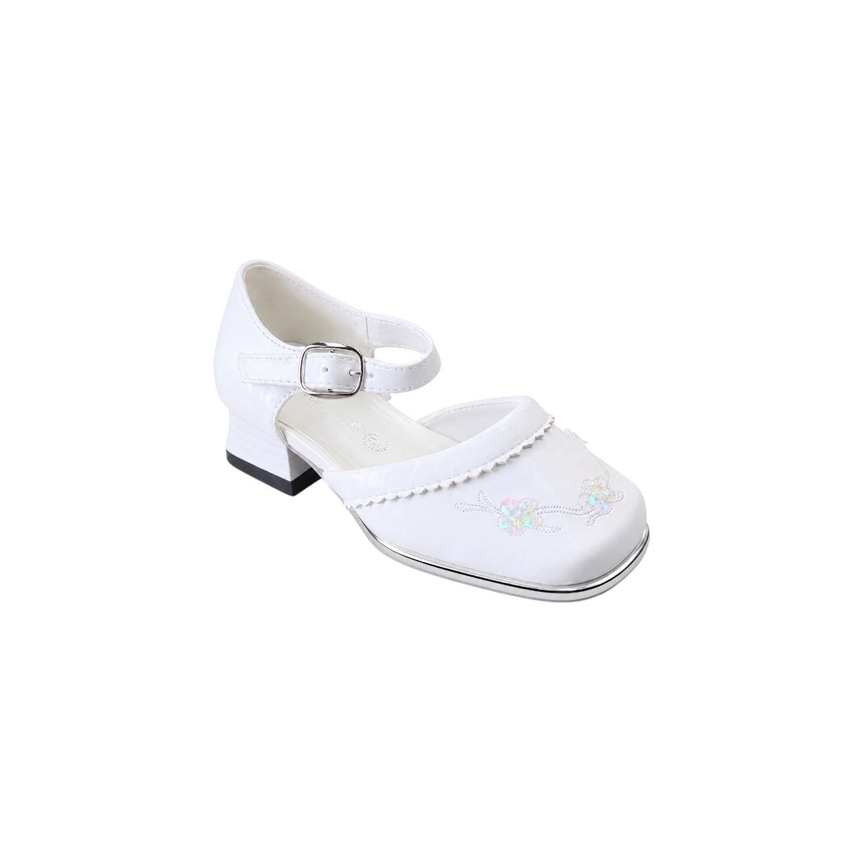 Jolene Girls' White Floral Embroidered Dress Heel