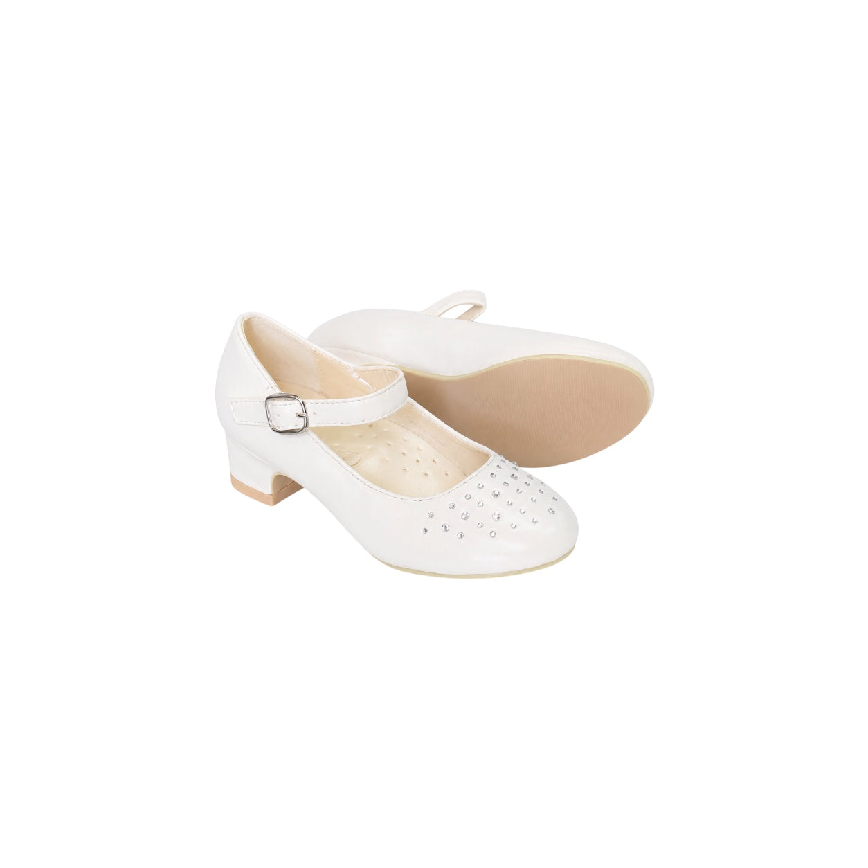 Jolene Girls' Rhinestone Toe Ivory Dress Heel