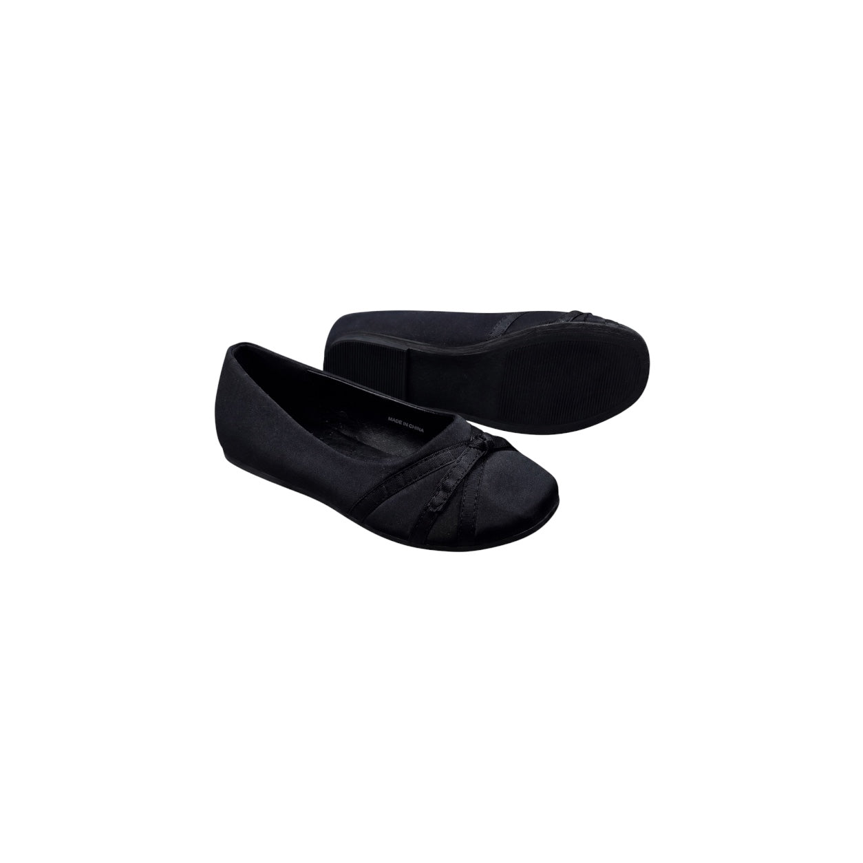 Jolene Girls' Black Satin Bow Dress Flats