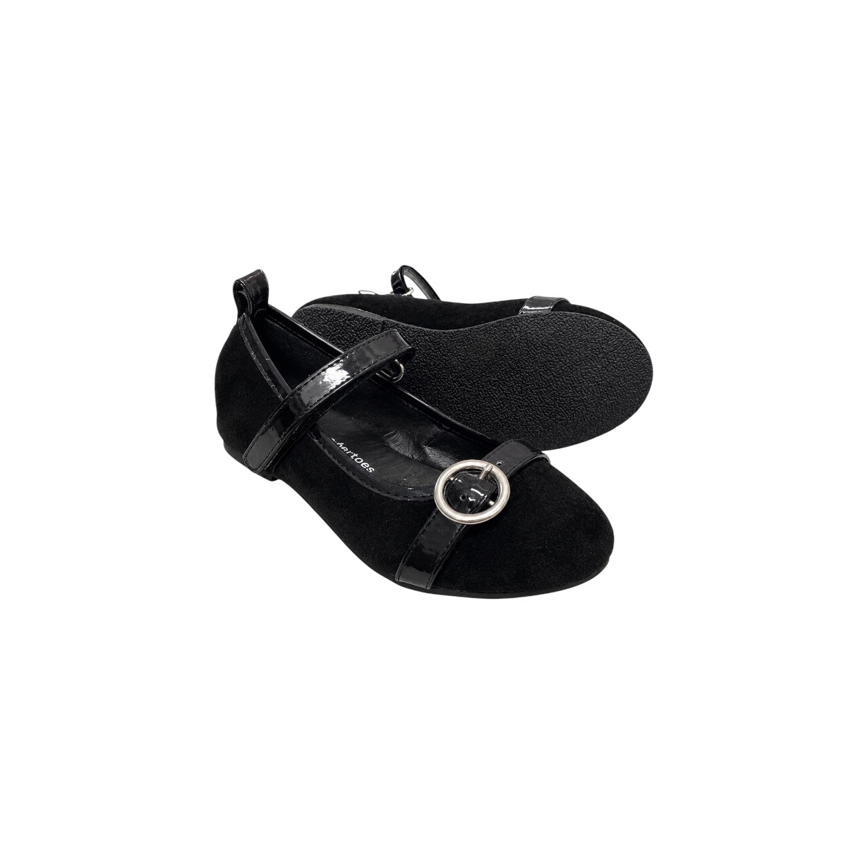 Tendertoes Girls' Black Suede Mary Jane Dress Flats with Buckle Detail