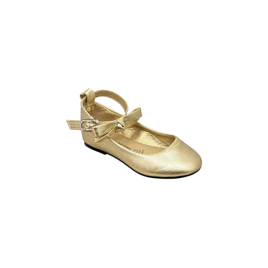 Tendertoes Girls' Gold Metallic Bow Dress Flats