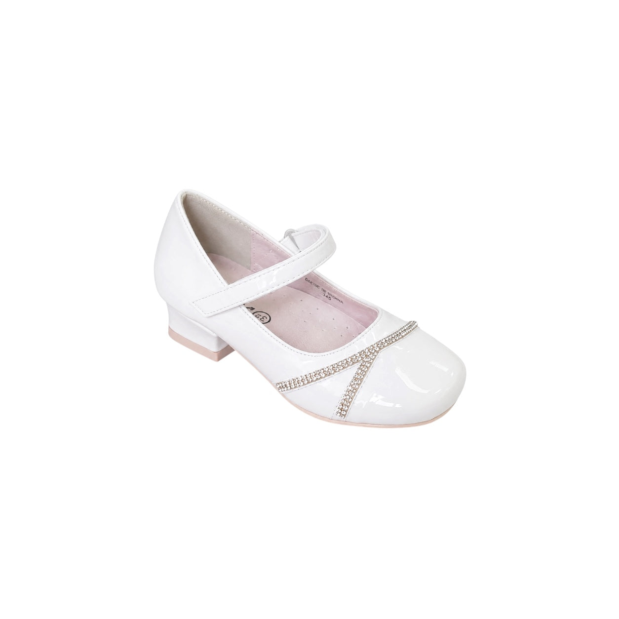 Jolene Girls' White Patent Rhinestone Dress Heel