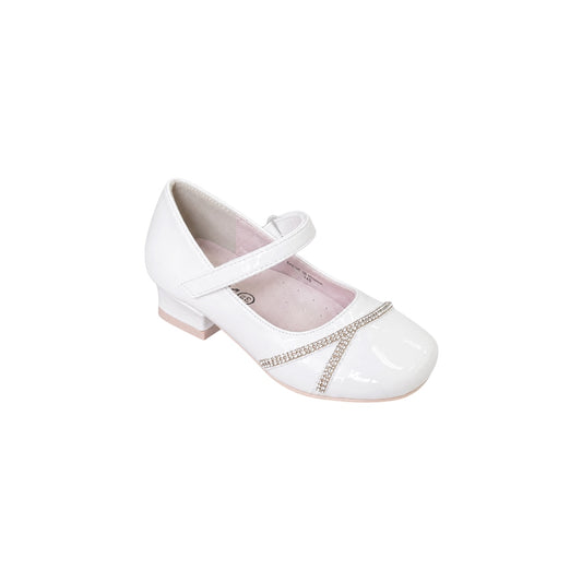 Jolene Girls' White Patent Rhinestone Dress Heel