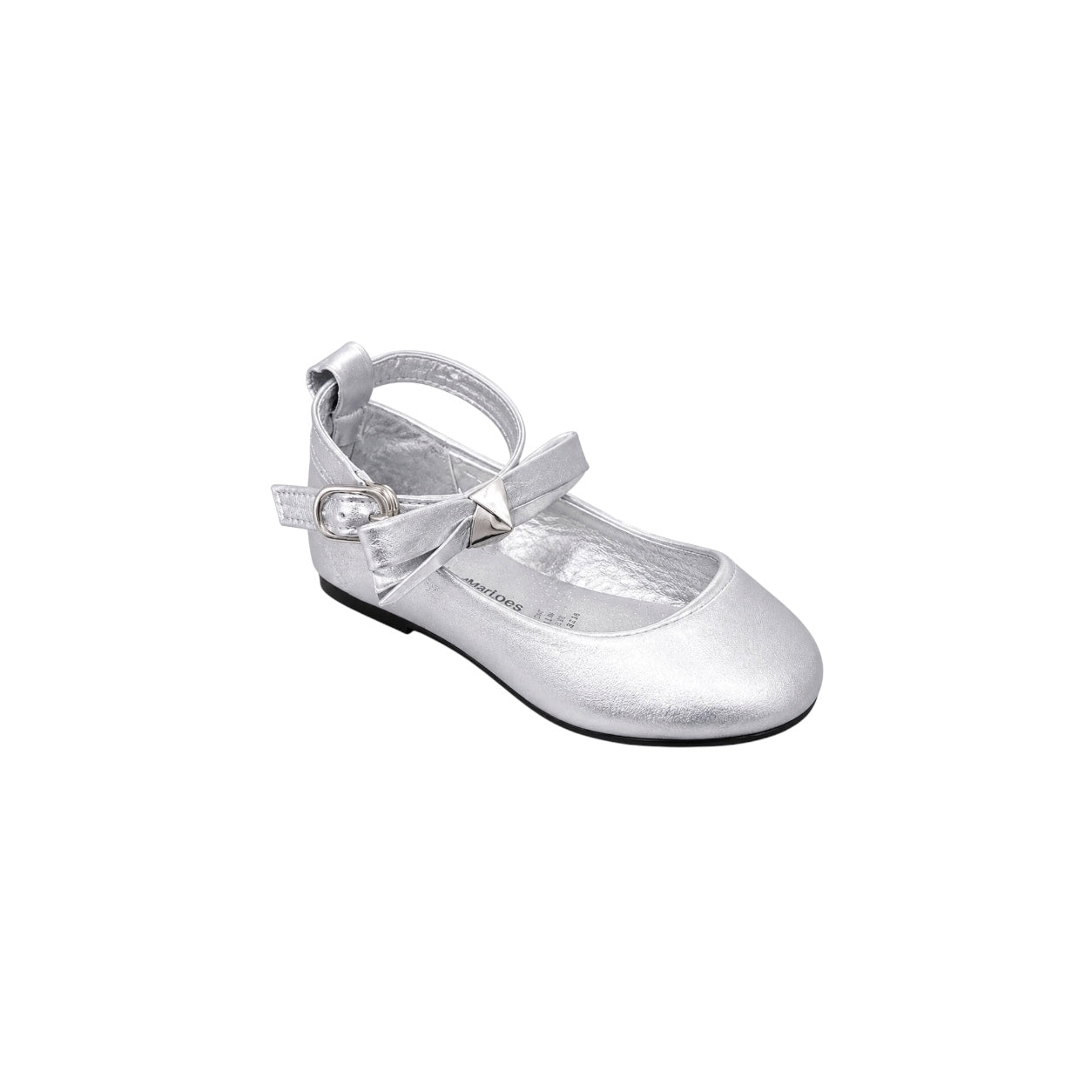 Tendertoes Girls' Silver Metallic Bow Dress Flats