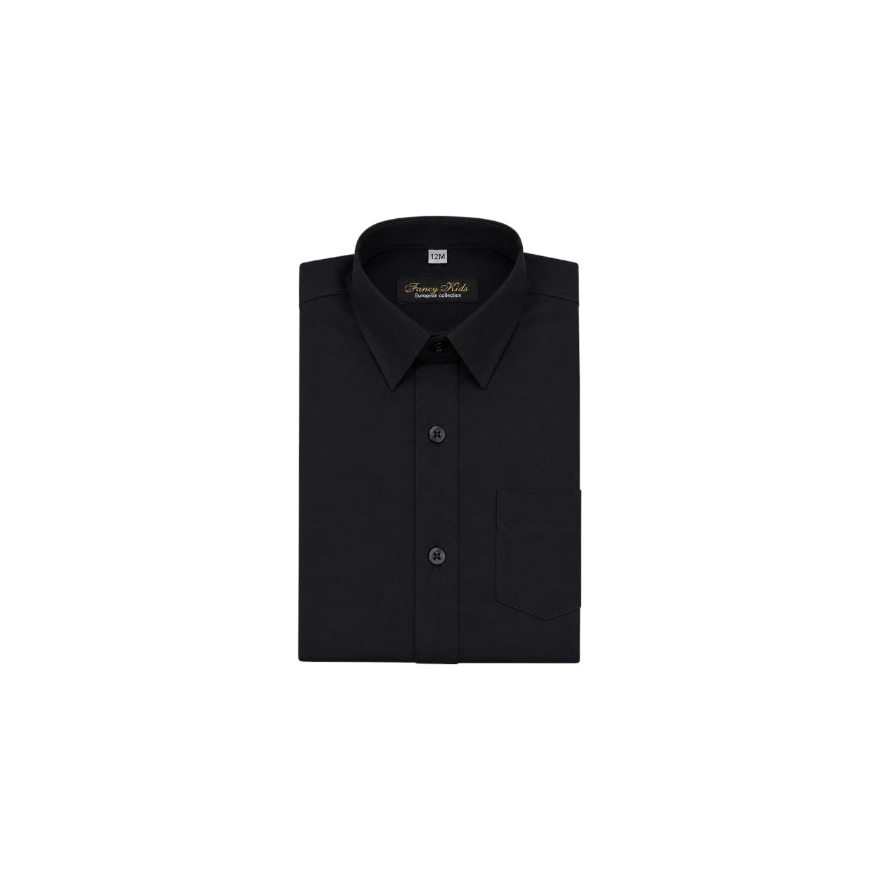Fancy Kids Black Long Sleeve Dress Shirt & Plaid Tie Set
