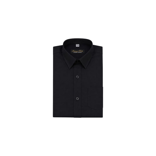 Fancy Kids Black Long Sleeve Dress Shirt & Plaid Tie Set
