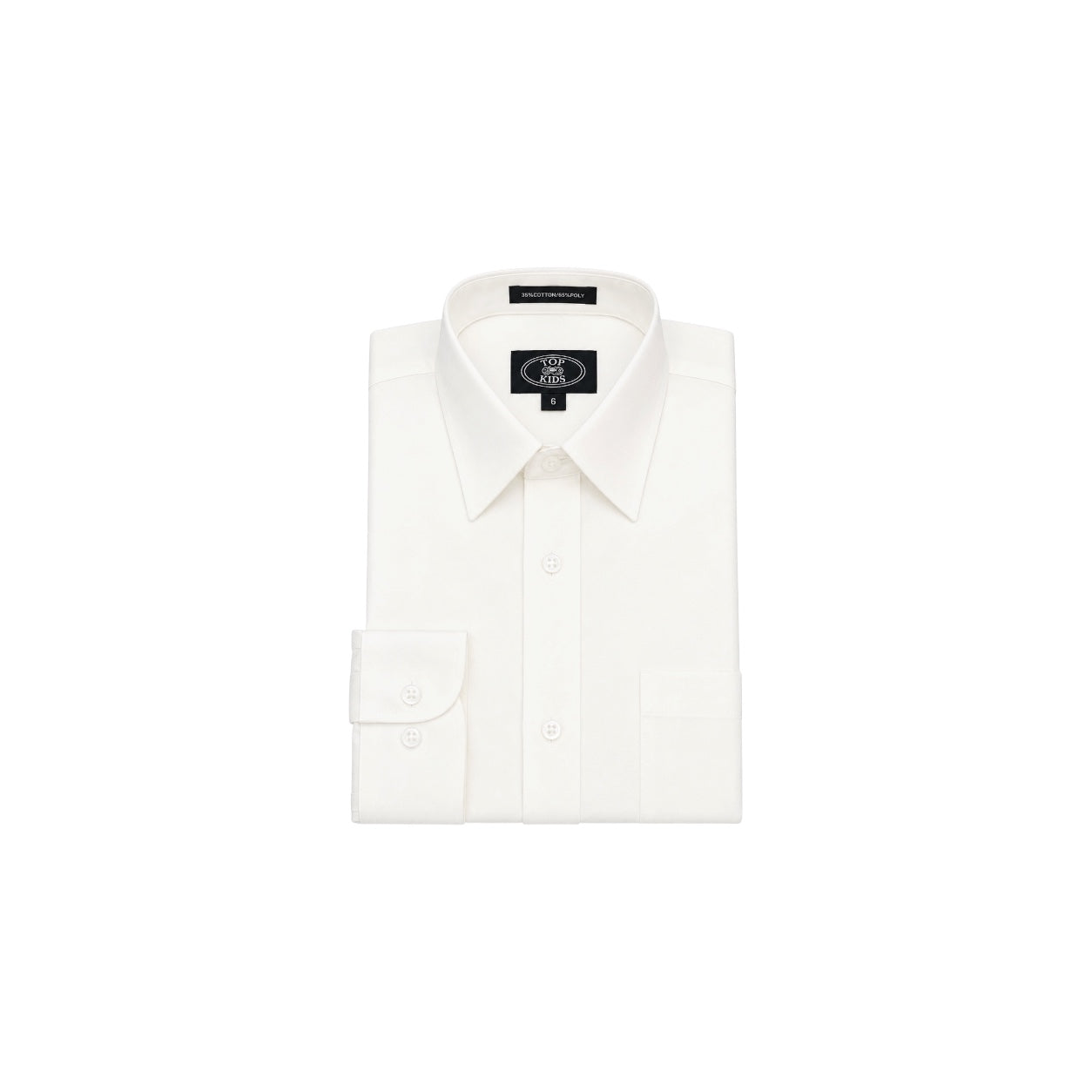 Top Kids Modern Fit Off White Long Sleeve Dress Shirt
