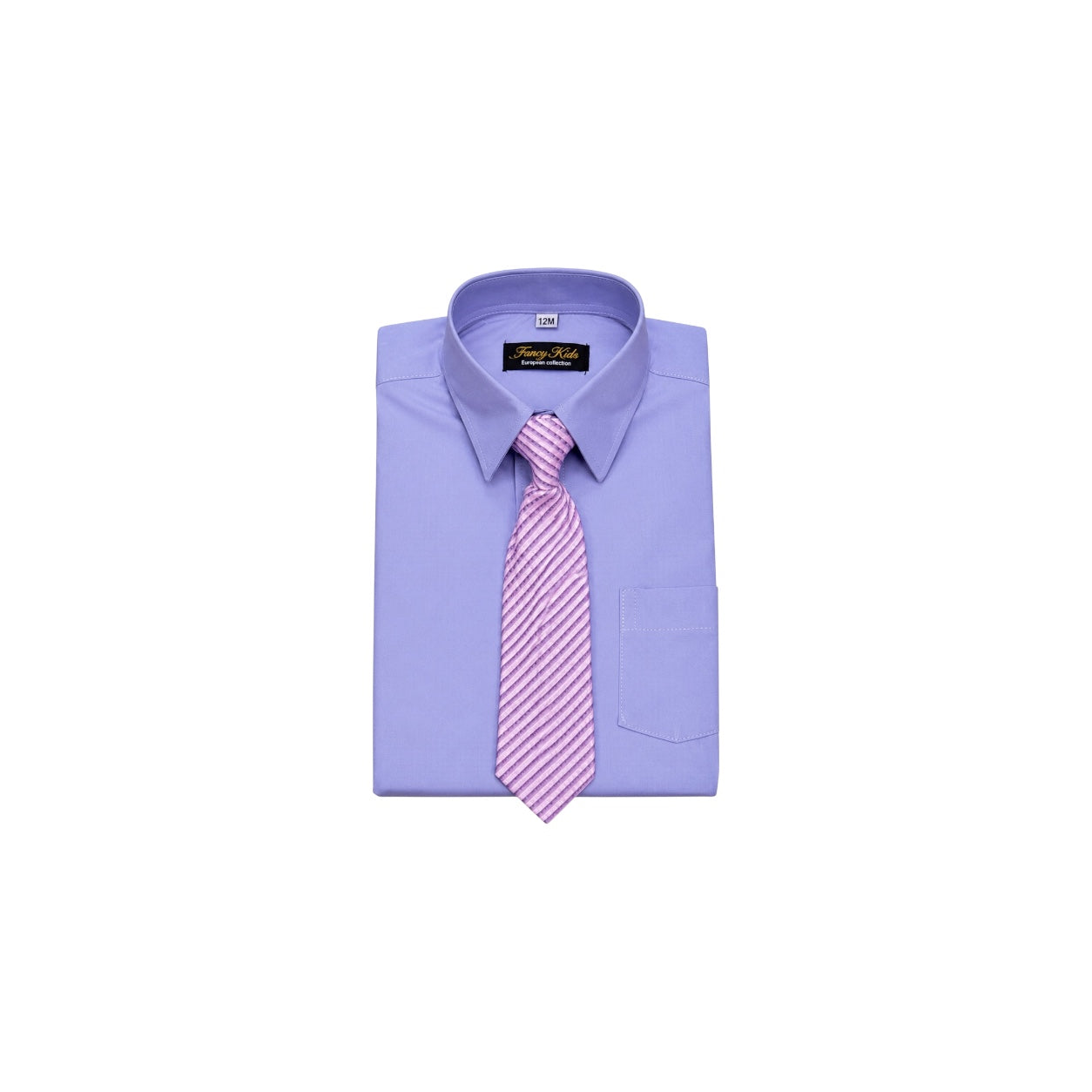 Fancy Kids Lavender Long Sleeve Dress Shirt & Patterned Tie Set