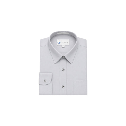 Mavezzano Slim-Fit Silver Long Sleeve Dress Shirt