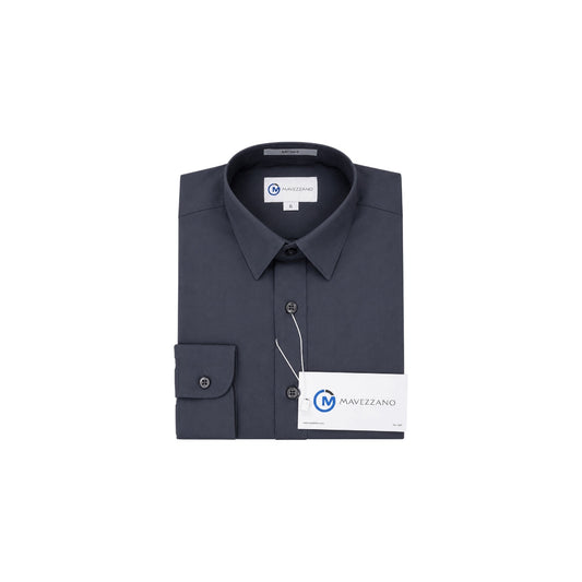 Mavezzano Modern Slim-Fit Charcoal Long Sleeve Dress Shirt