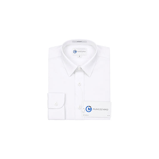 Mavezzano Modern Slim-Fit White Long Sleeve Dress Shirt