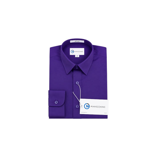 Mavezzano Modern Slim-Fit Purple Long Sleeve Dress Shirt