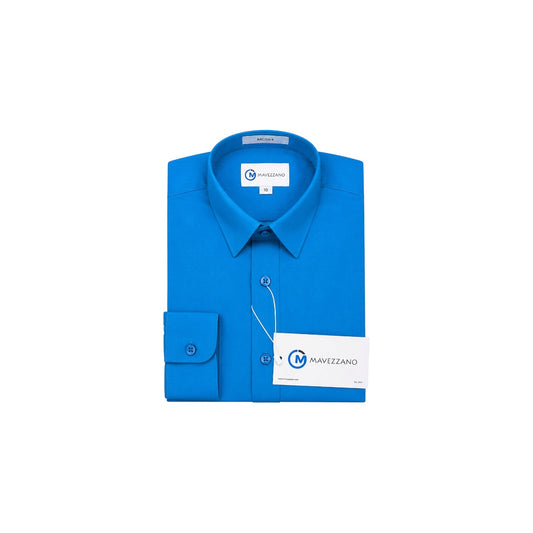 Mavezzano Modern Slim-Fit Teal Long Sleeve Dress Shirt