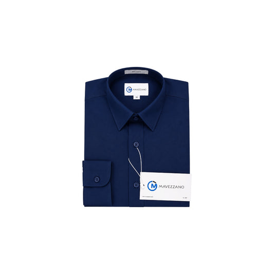 Mavezzano Modern Slim-Fit Navy Long Sleeve Dress Shirt