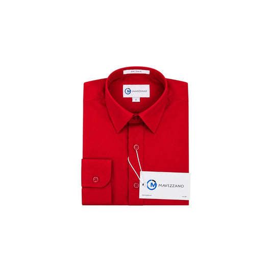 Mavezzano Modern Slim-Fit Red Long Sleeve Dress Shirt