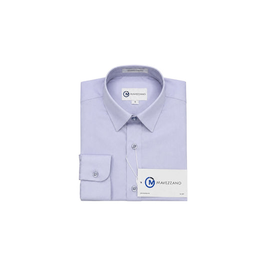 Mavezzano Modern Slim-Fit Silver Long Sleeve Dress Shirt