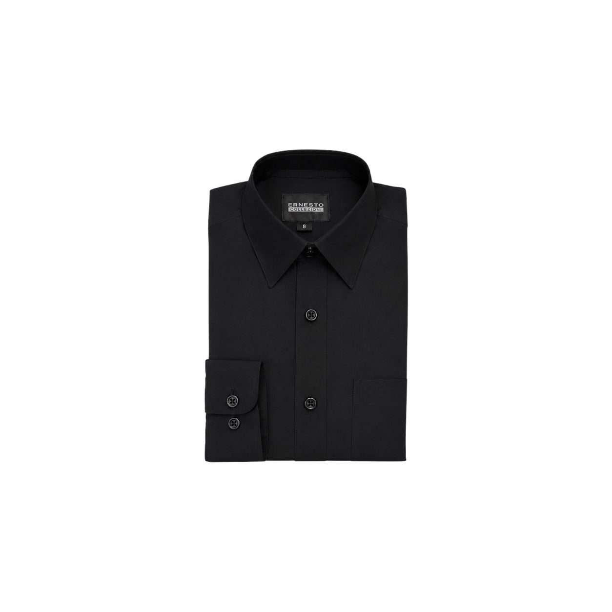 Ernesto Modern Slim-Fit Black Long Sleeve Dress Shirt