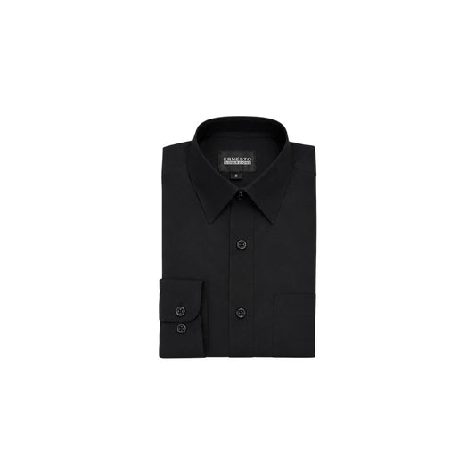 Ernesto Modern Slim-Fit Black Long Sleeve Dress Shirt