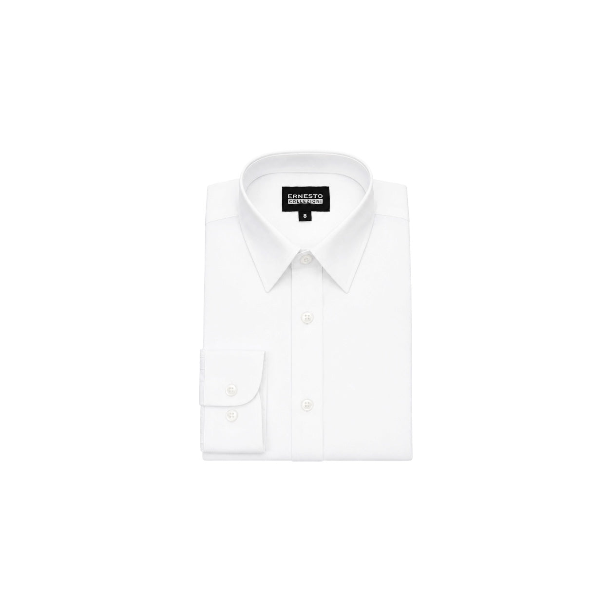 Ernesto Modern Slim-Fit White Long Sleeve Dress Shirt