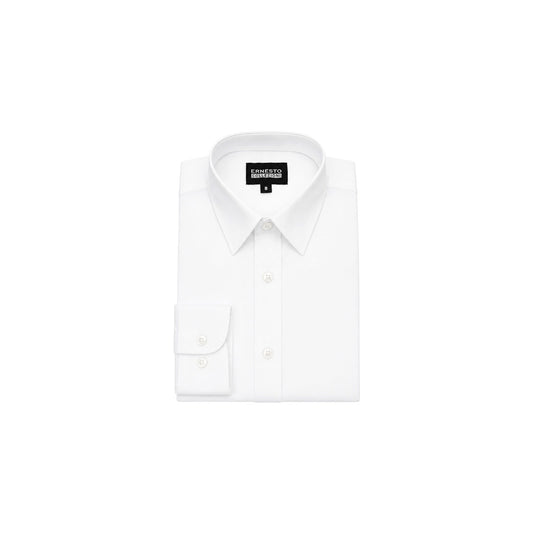 Ernesto Modern Slim-Fit White Long Sleeve Dress Shirt