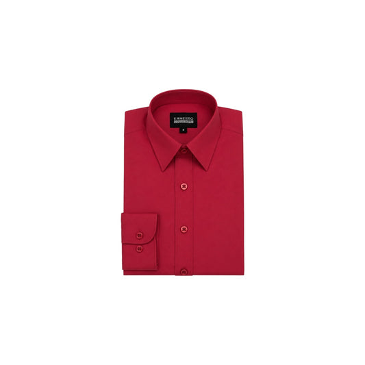 Ernesto Modern Slim-Fit Red Long Sleeve Dress Shirt