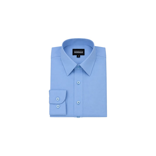 Ernesto Modern Slim-Fit Cornflower Blue Long Sleeve Dress Shirt