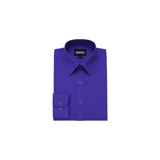 Ernesto Modern Slim-Fit Purple Long Sleeve Dress Shirt