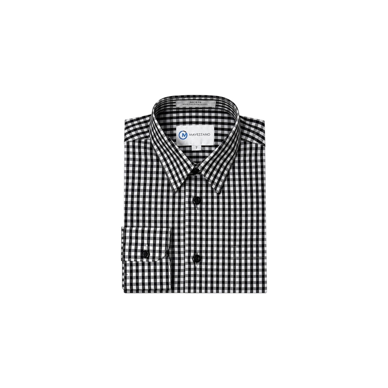 Mavezzano Regular Fit Black & White Check Boys' Dress Shirt