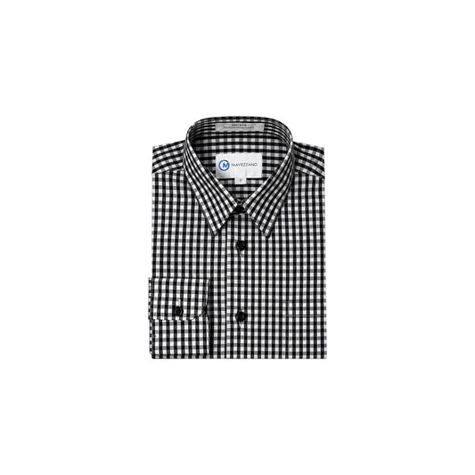 Mavezzano Regular Fit Black & White Check Boys' Dress Shirt
