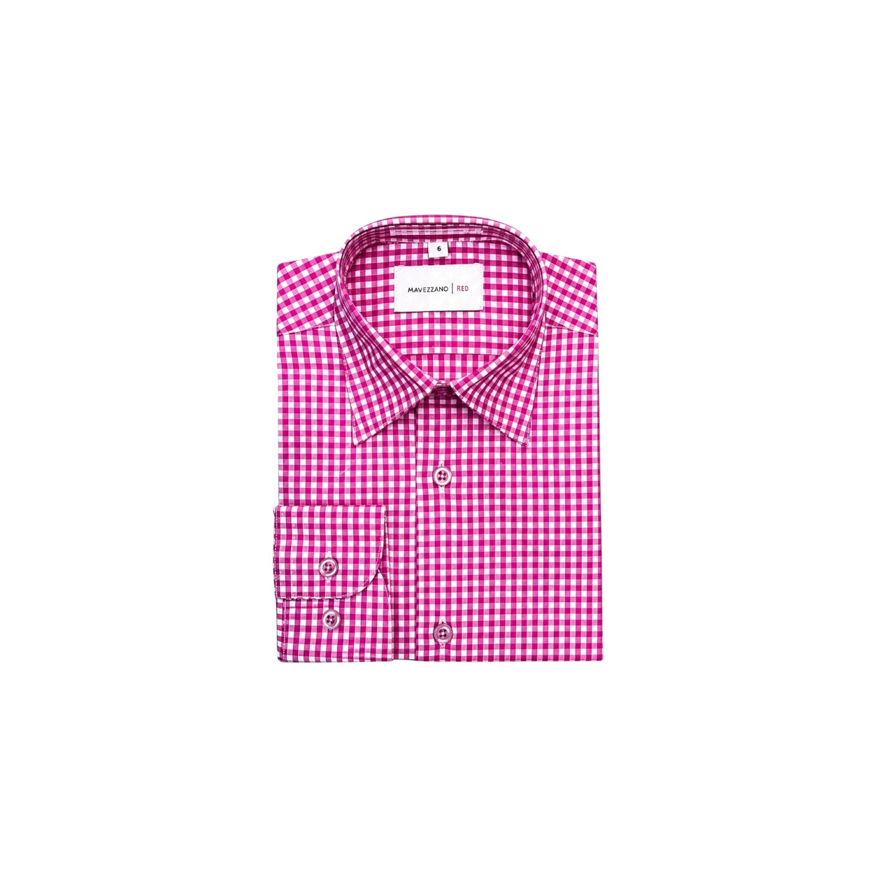 Mavezzano Regular Fit Berry & White Check Boys' Dress Shirt