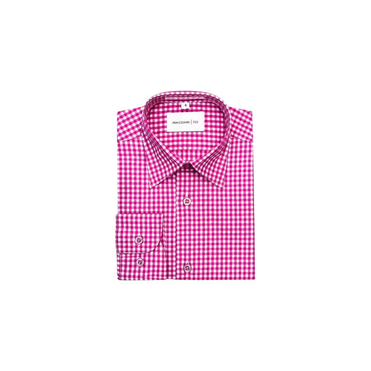Mavezzano Regular Fit Berry & White Check Boys' Dress Shirt