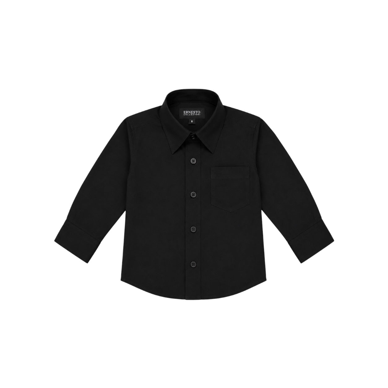 Ernesto Modern Slim-Fit Black Long Sleeve Dress Shirt