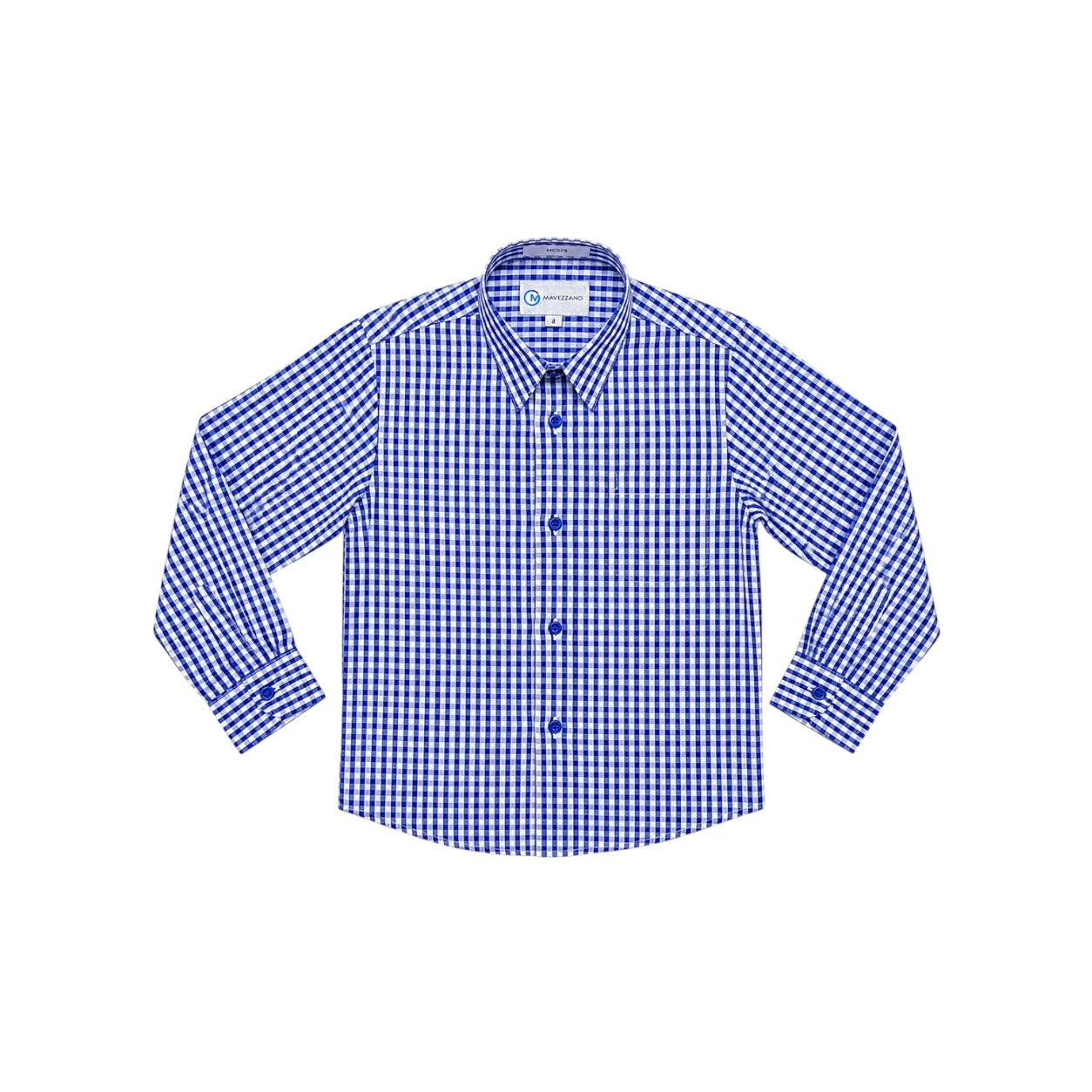 Mavezzano Regular Fit Blue & White Check Boys' Dress Shirt