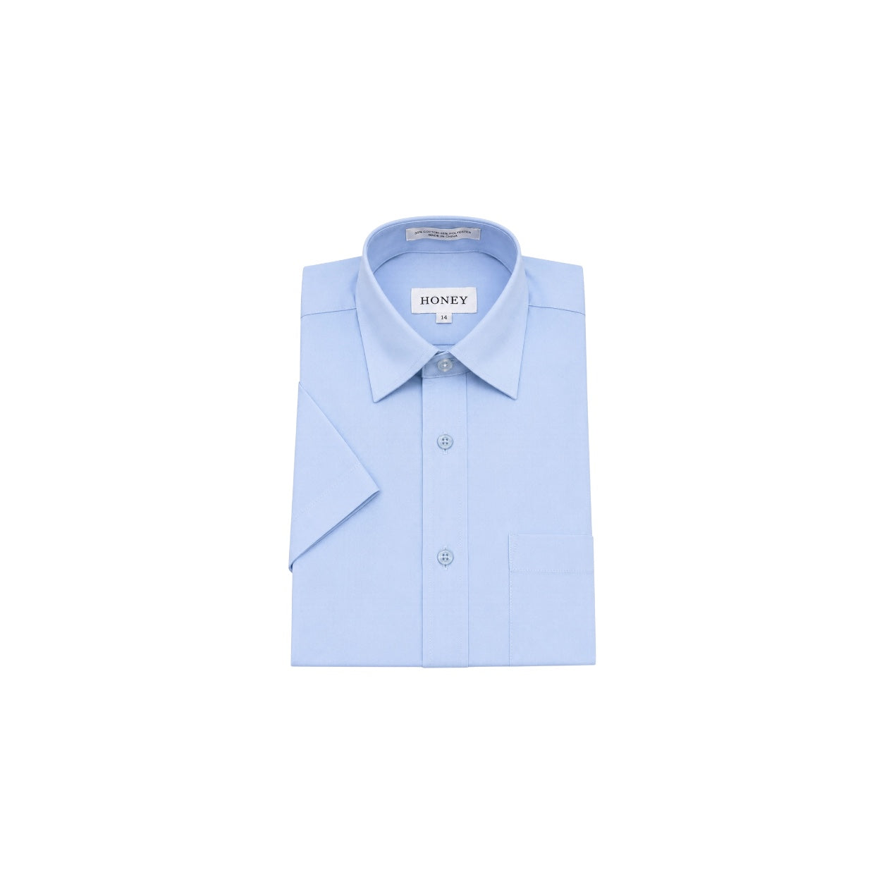 HONEY Boys' Regular Fit Light Blue Short Sleeve Dress Shirt
