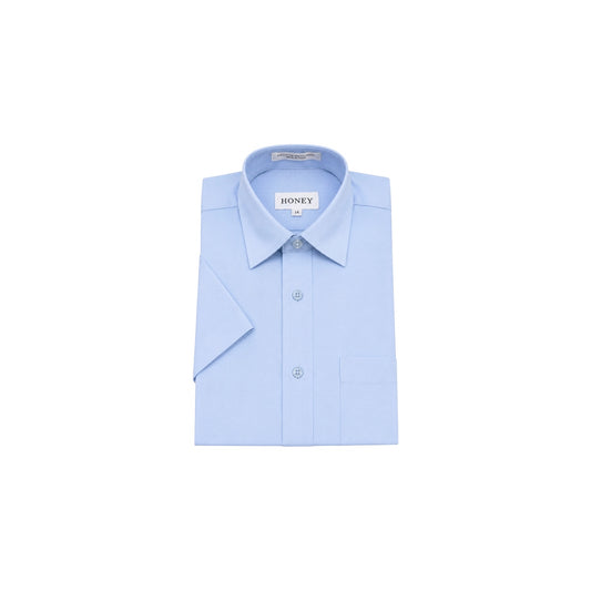 HONEY Boys' Regular Fit Light Blue Short Sleeve Dress Shirt