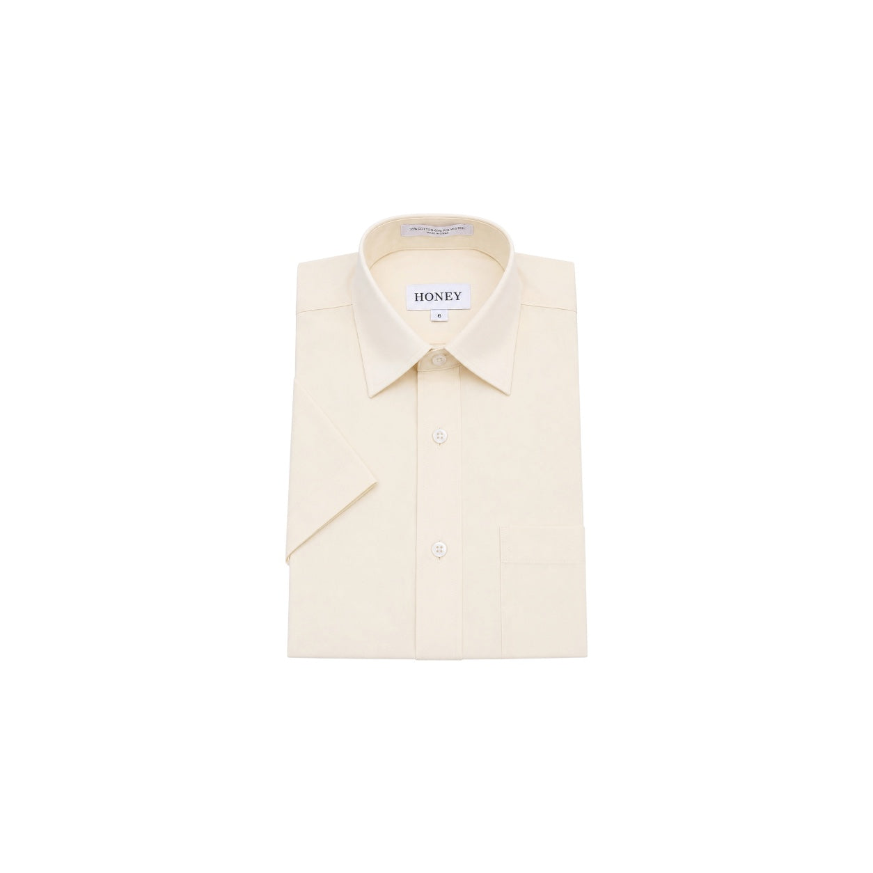 HONEY Boys' Regular Fit Ivory Short Sleeve Dress Shirt